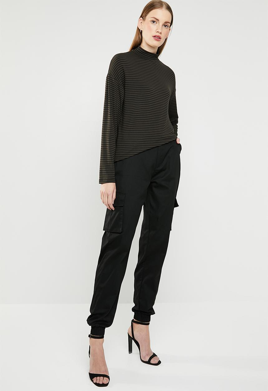 Superbalist - Turtle neck drop shoulder boxy tee - khaki & black