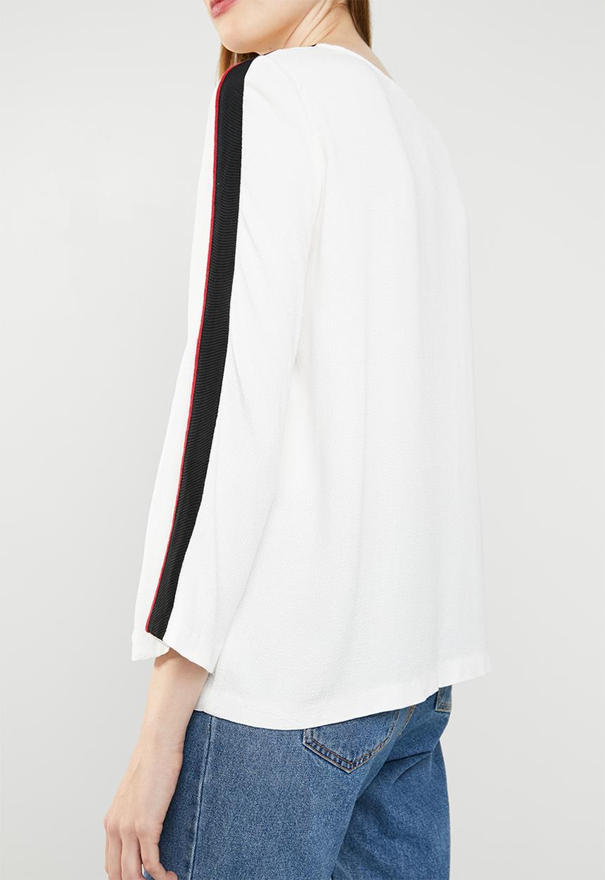 MANGO - Tape trim blouse - white