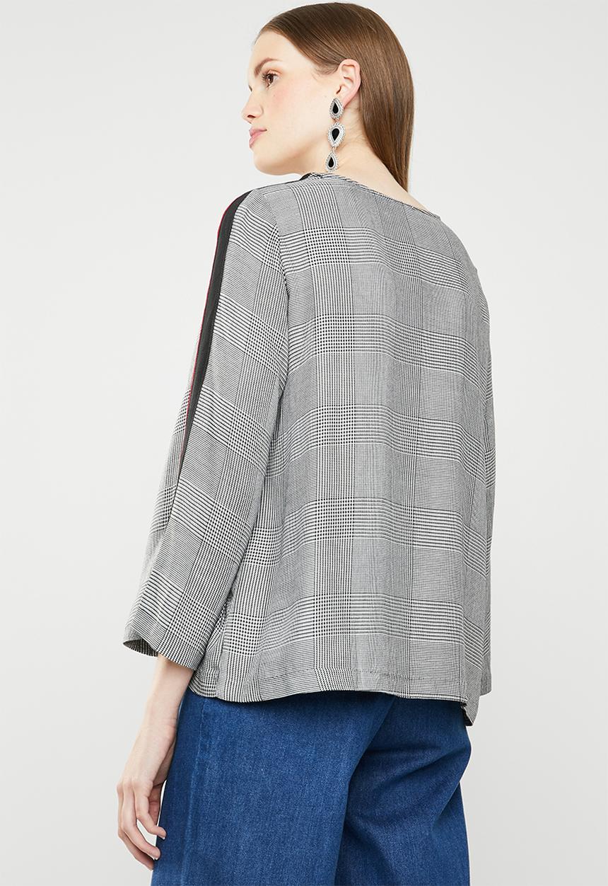 MANGO - Tape trim blouse - grey