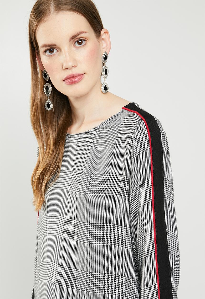 MANGO - Tape trim blouse - grey