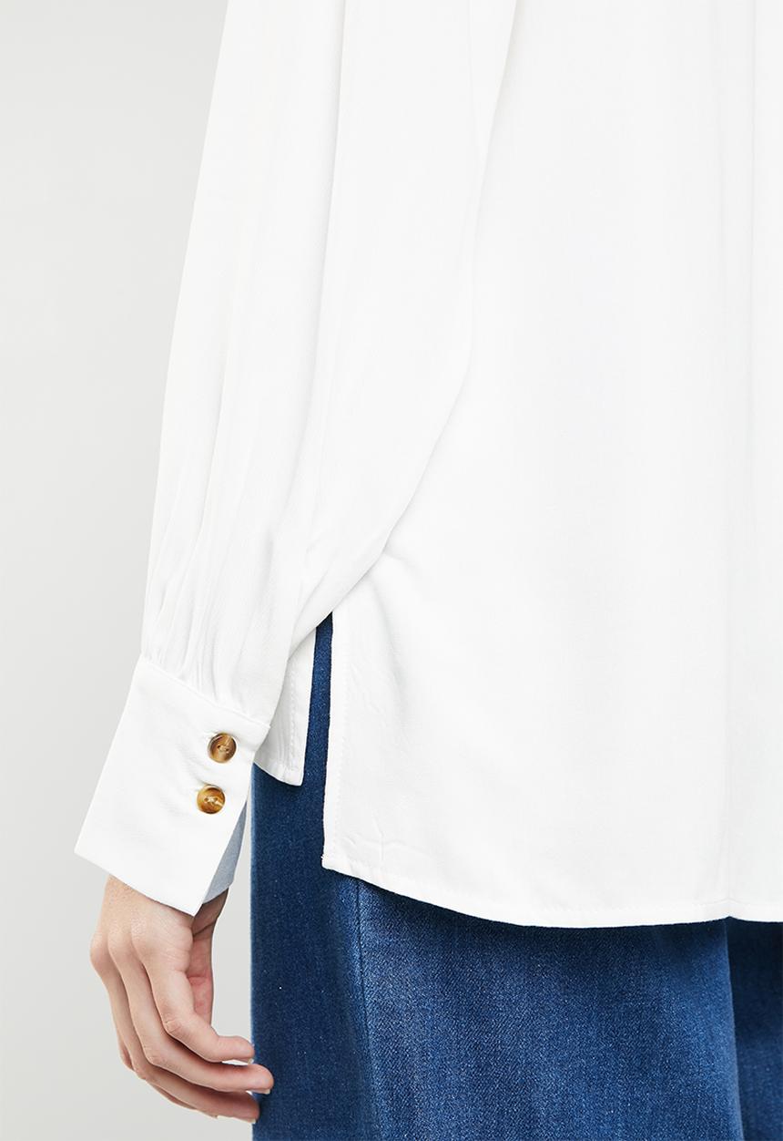 MANGO - One button blouse - white