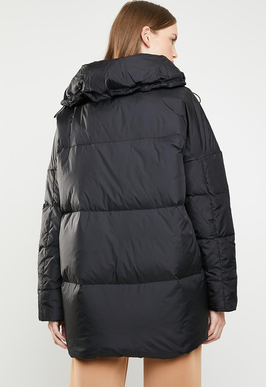 MANGO - Quilted oversized puffer - black