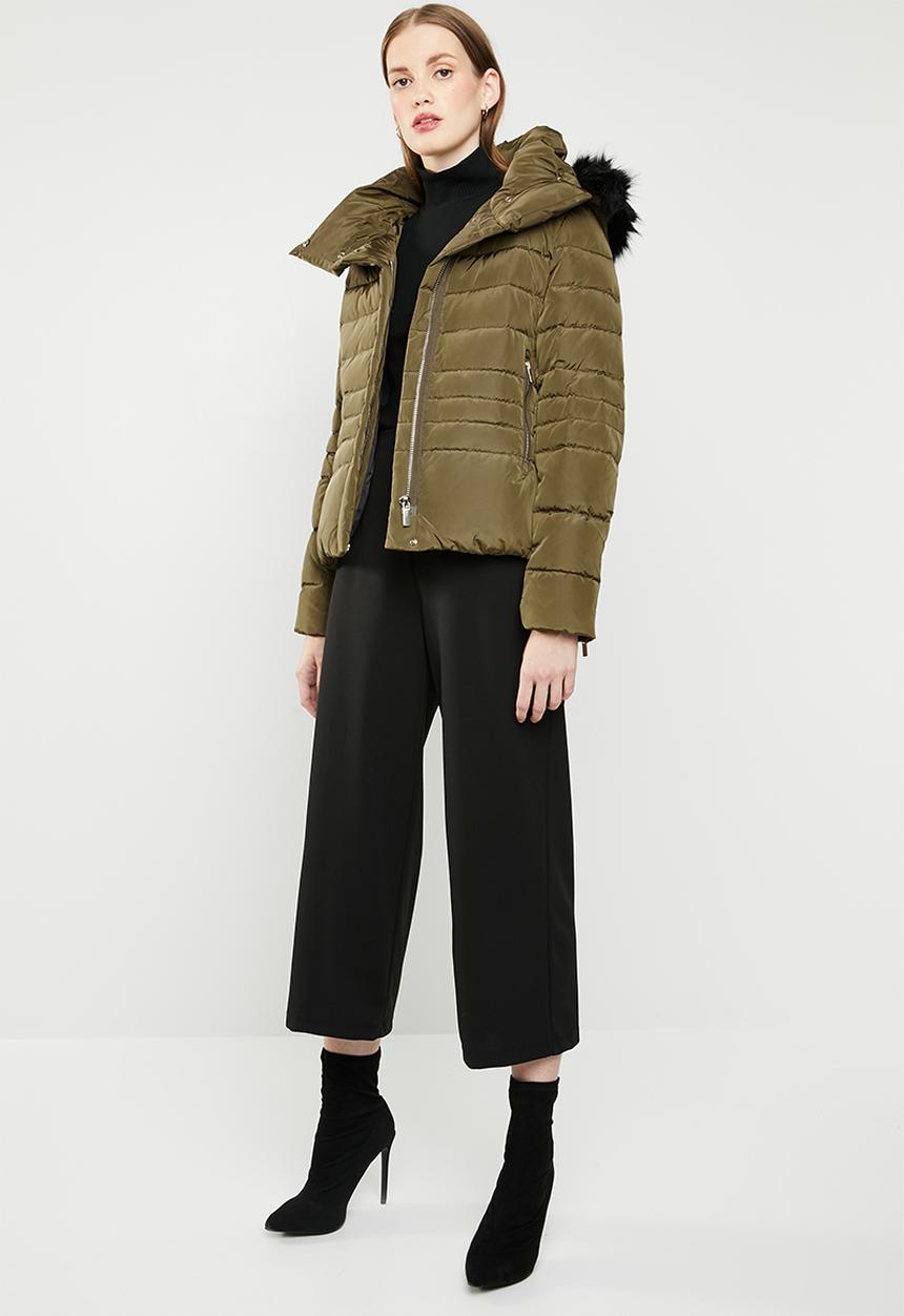MANGO - Down and feather puffer - khaki