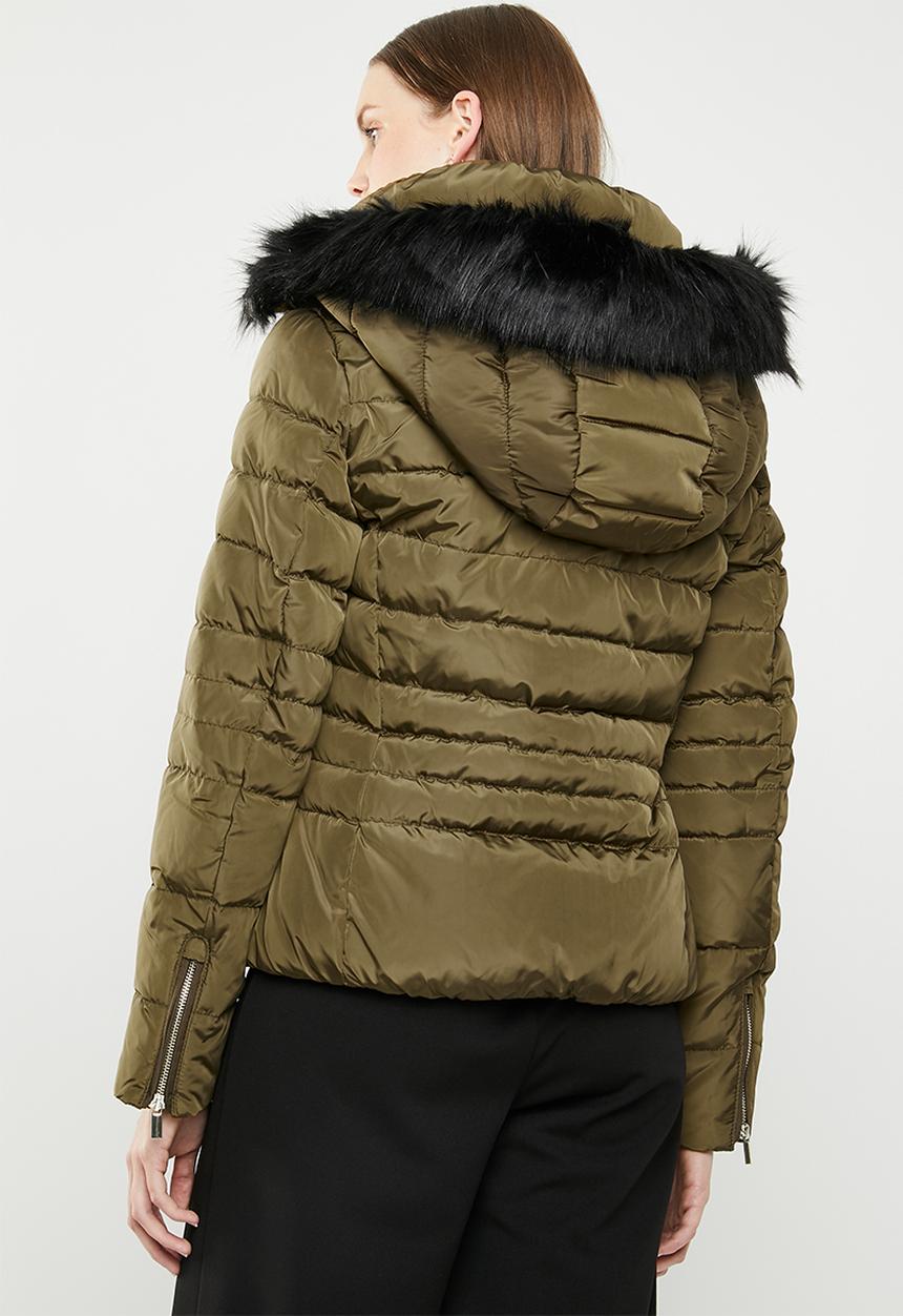 MANGO - Down and feather puffer - khaki