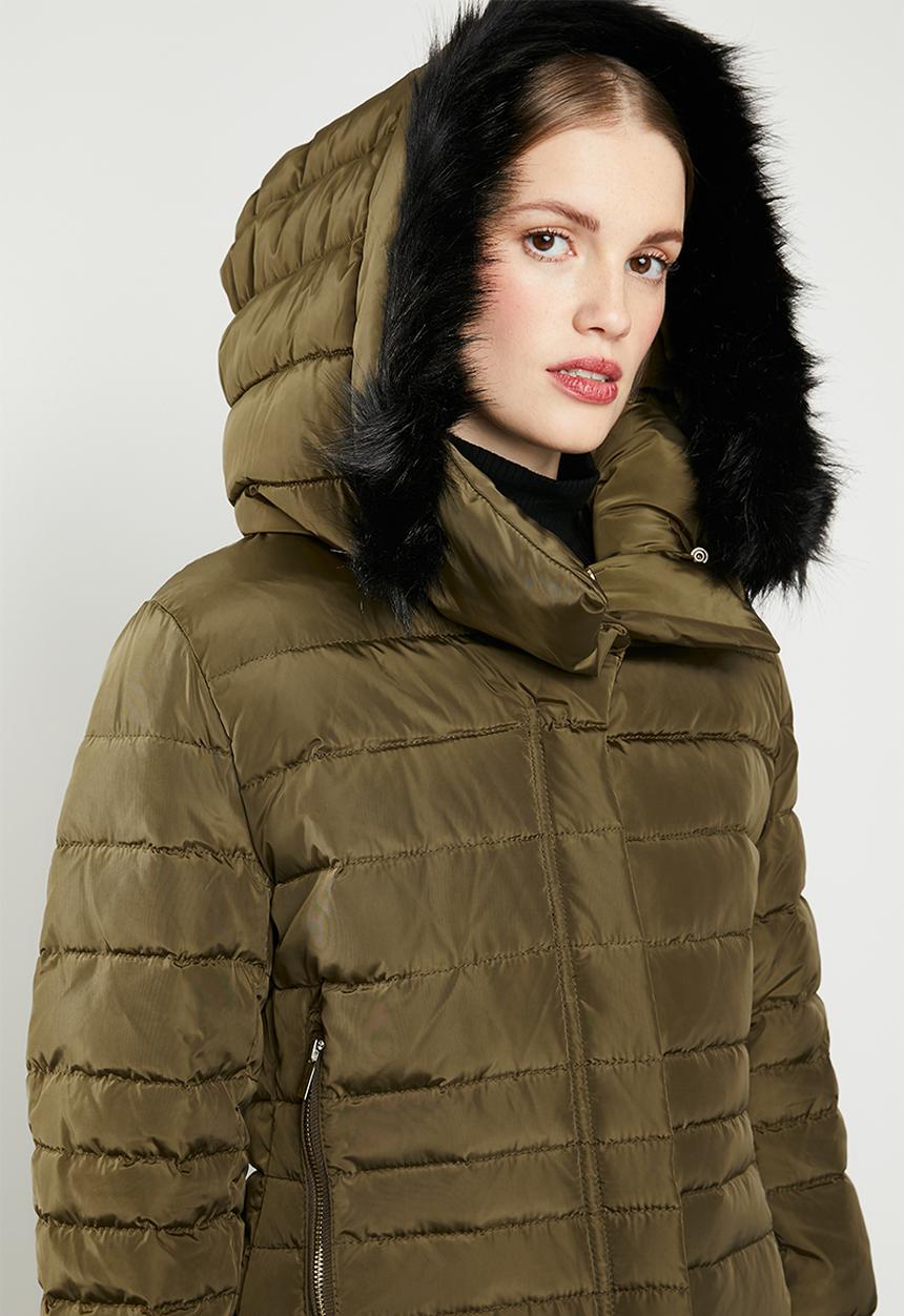 MANGO - Down and feather puffer - khaki