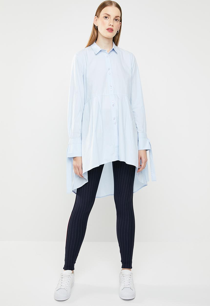 MANGO - Cotton dip hem shirt - blue