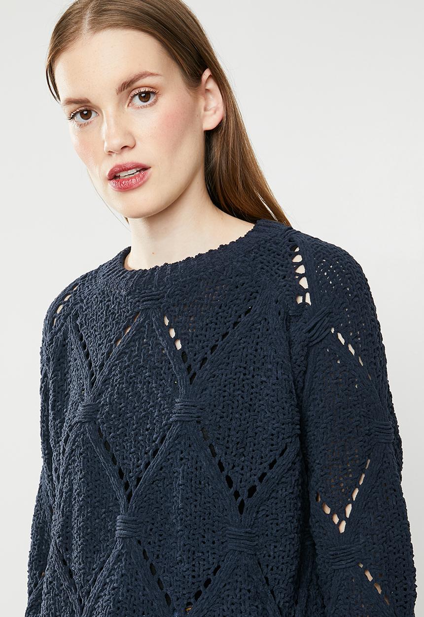 ONLY - Yasmin long sleeve structure pullover - navy