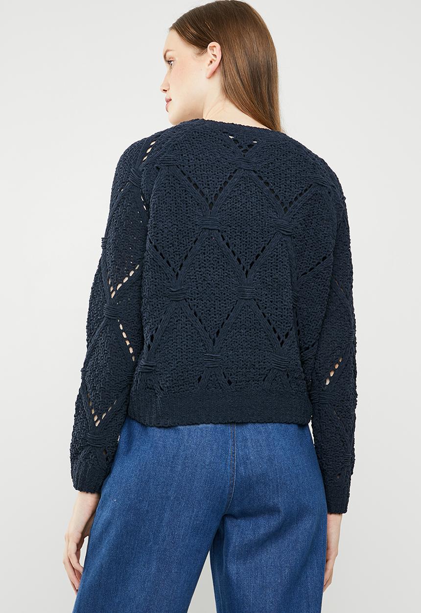 ONLY - Yasmin long sleeve structure pullover - navy