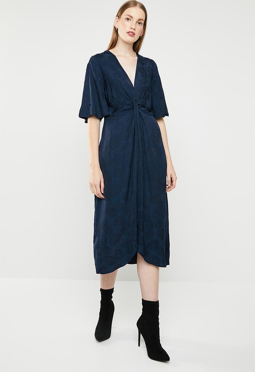 MANGO - Knot jacquard dress - navy