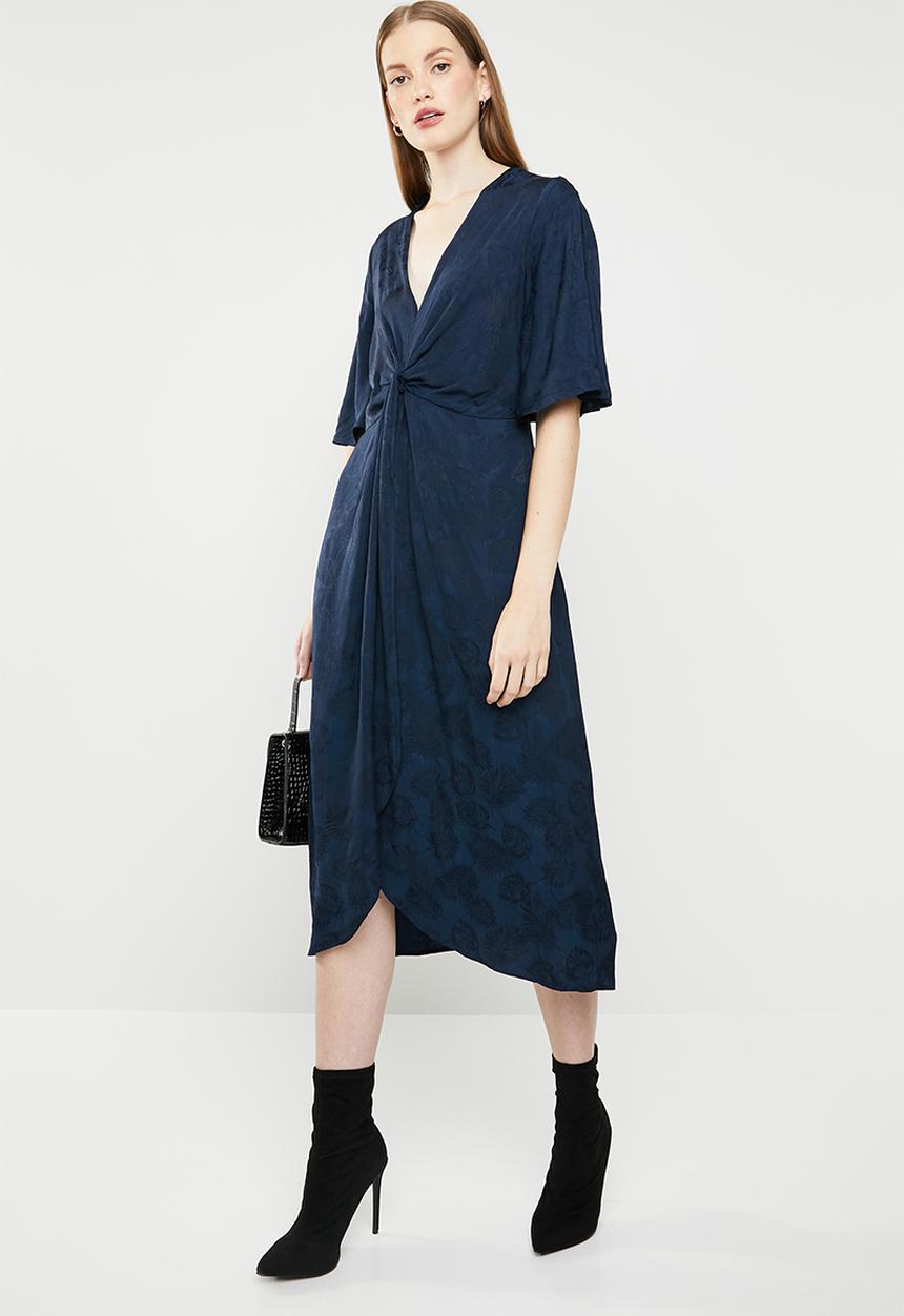 MANGO - Knot jacquard dress - navy