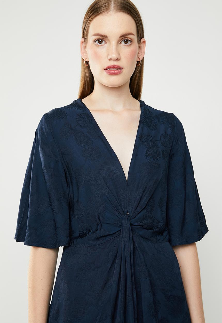 MANGO - Knot jacquard dress - navy