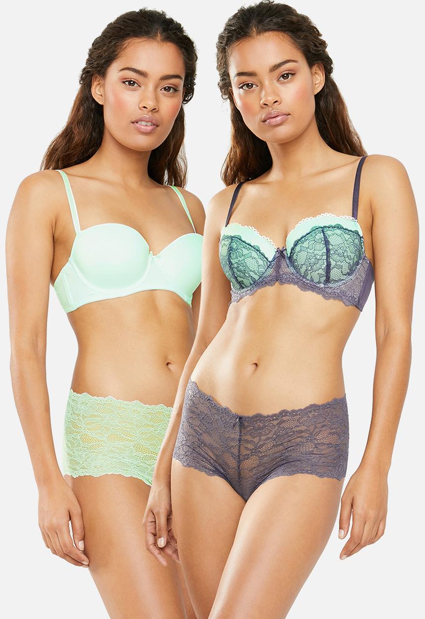 DORINA - Layla 2 pack balcony bra green & grey