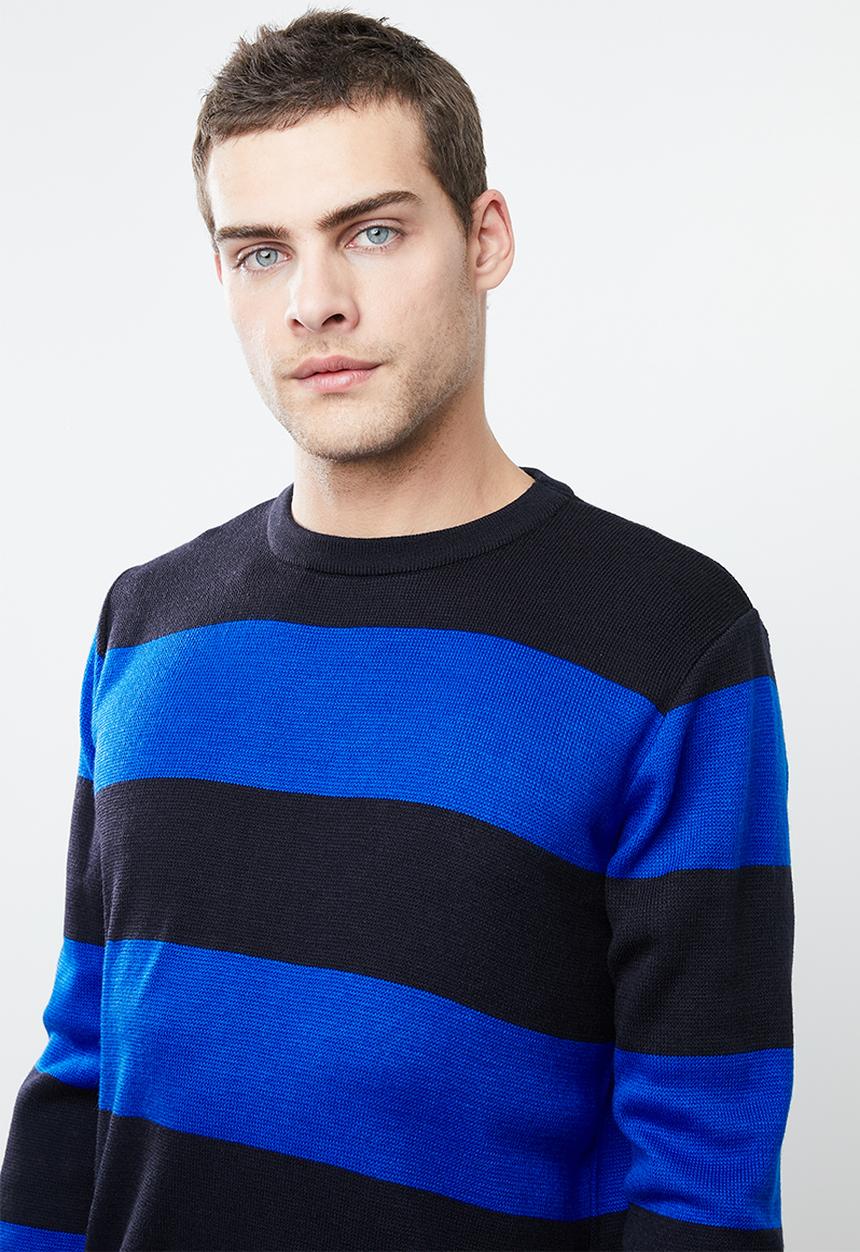 Superbalist - Stripe pullover knit - navy & blue 