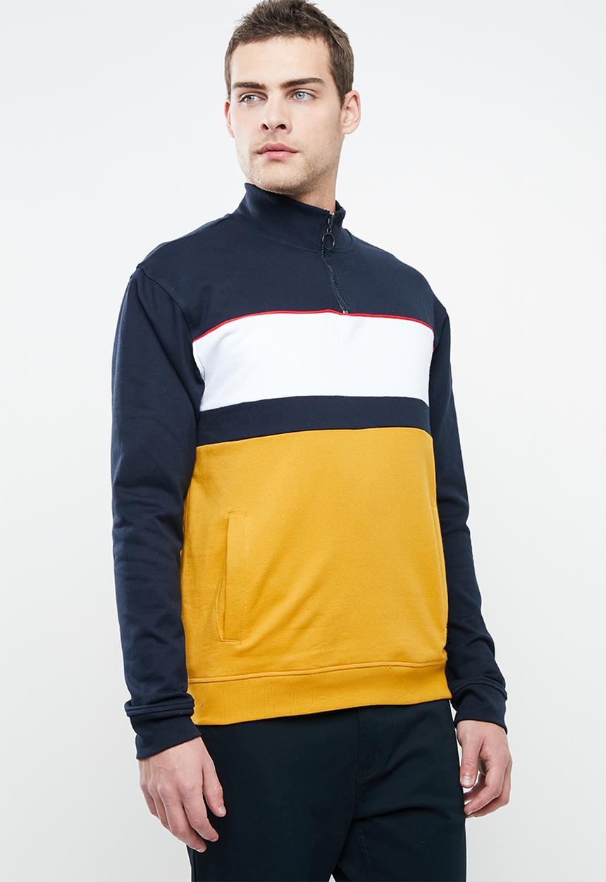 Superbalist - Colourblocked 1/4 zip pullover sweat - multi