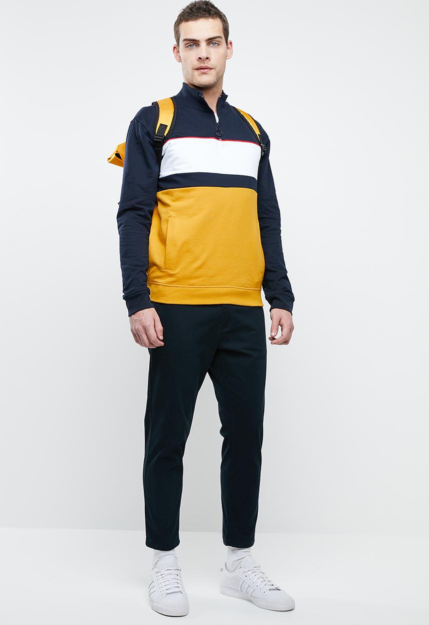 Superbalist - Colourblocked 1/4 zip pullover sweat - multi