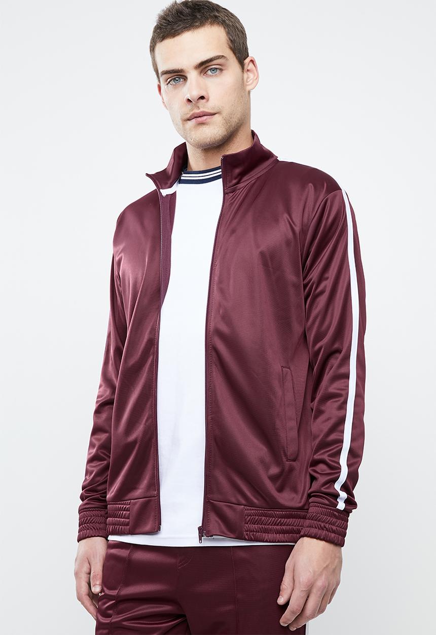 Superbalist - Side stripe tricot tracktop - burgundy
