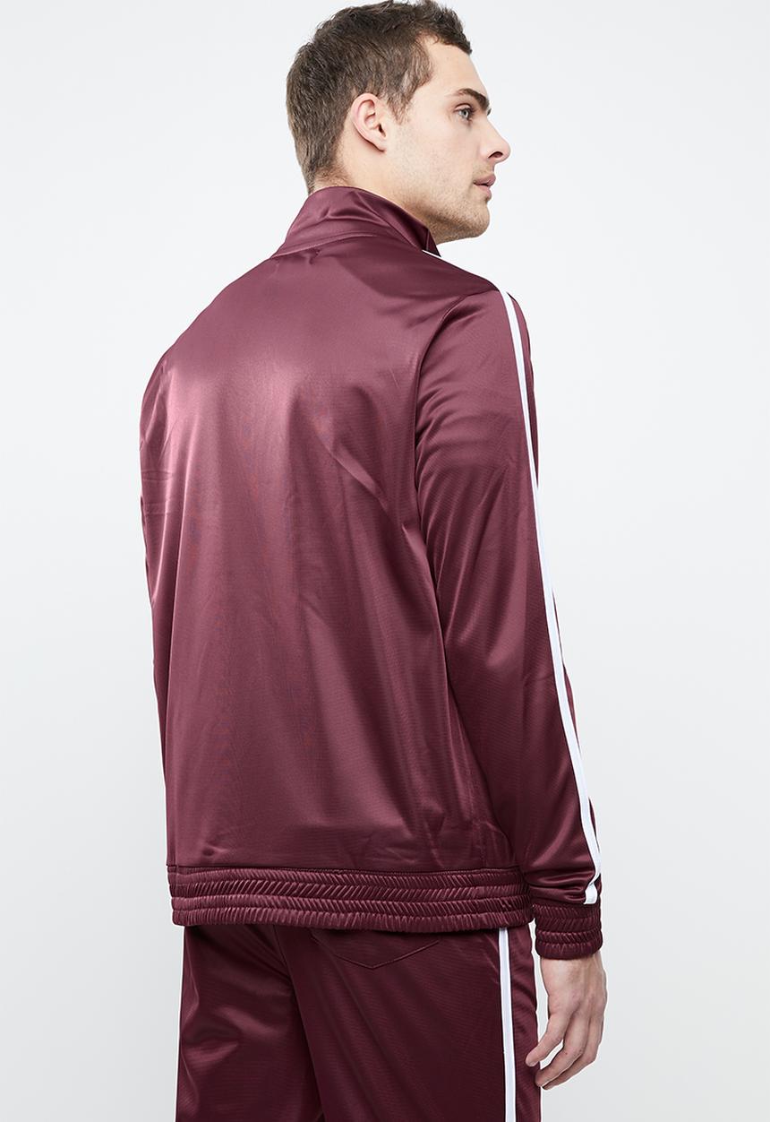 Superbalist - Side stripe tricot tracktop - burgundy
