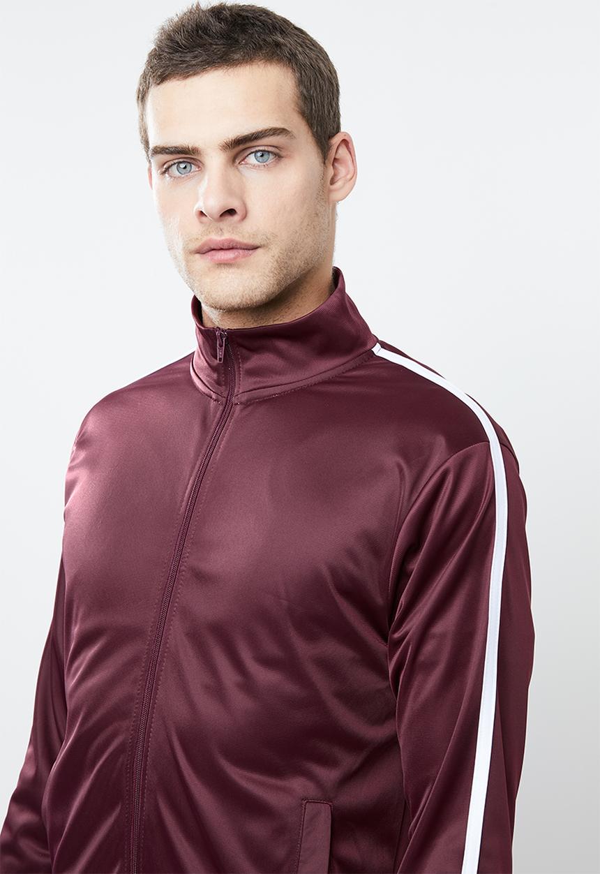 Superbalist - Side stripe tricot tracktop - burgundy