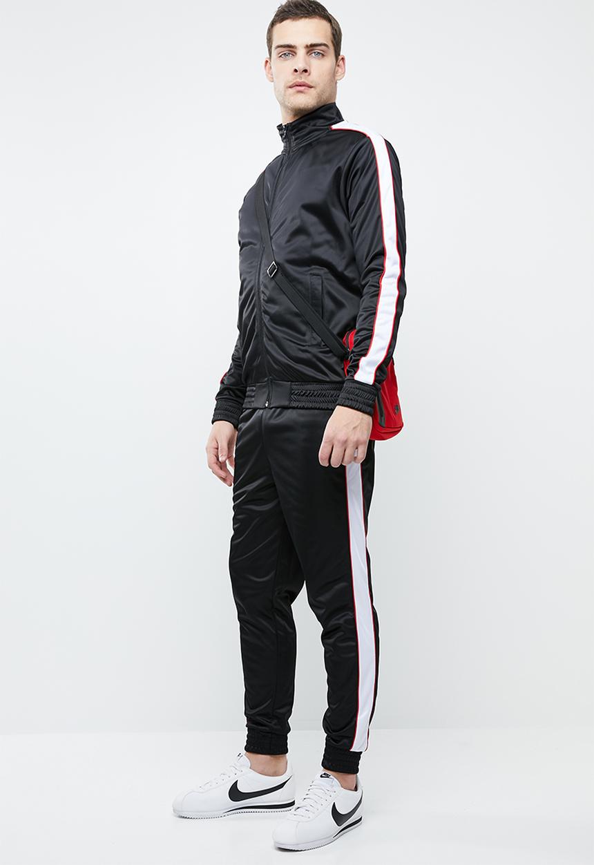 Superbalist - Slim fit cuffed side stripe tricot pant - black