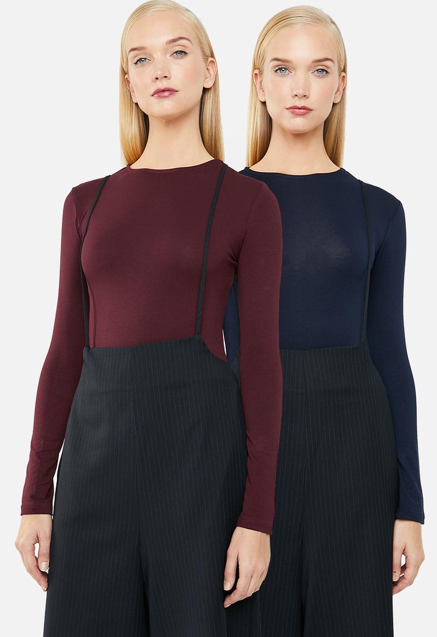 Superbalist - 2 Pack bodysuit - navy & burgundy