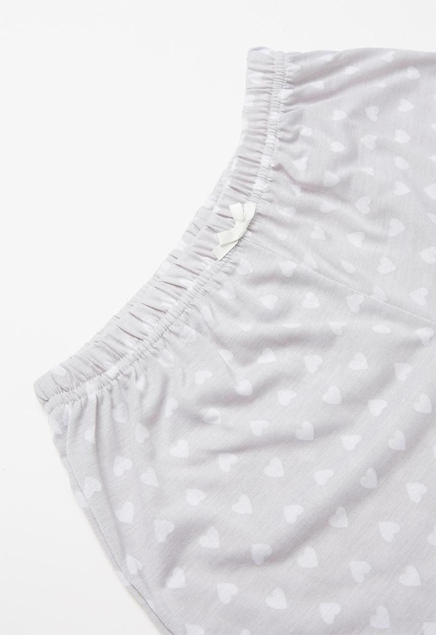 Rebel Republic - Heart crossover short sleeve & shorts set - white & grey