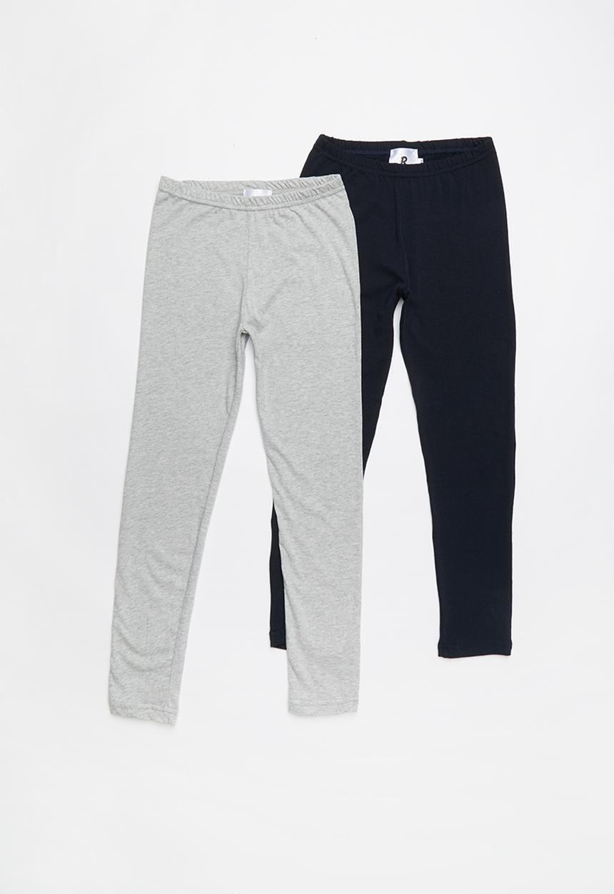 Rebel Republic - Kids 2 pack leggings - grey & navy