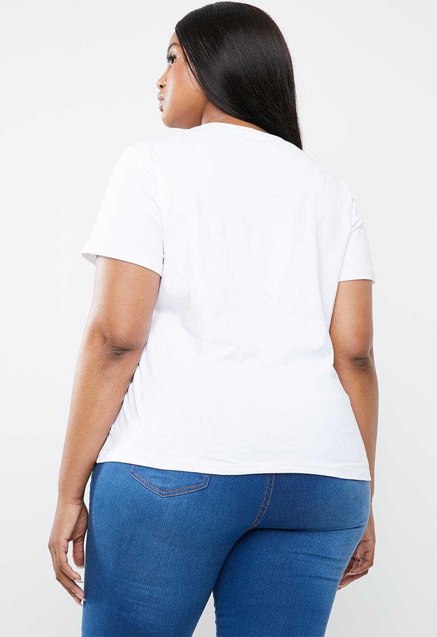 STYLE REPUBLIC PLUS - Face abstract tee - white