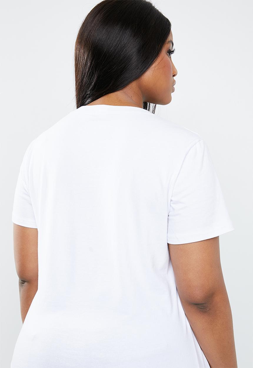 STYLE REPUBLIC PLUS - Face abstract tee - white