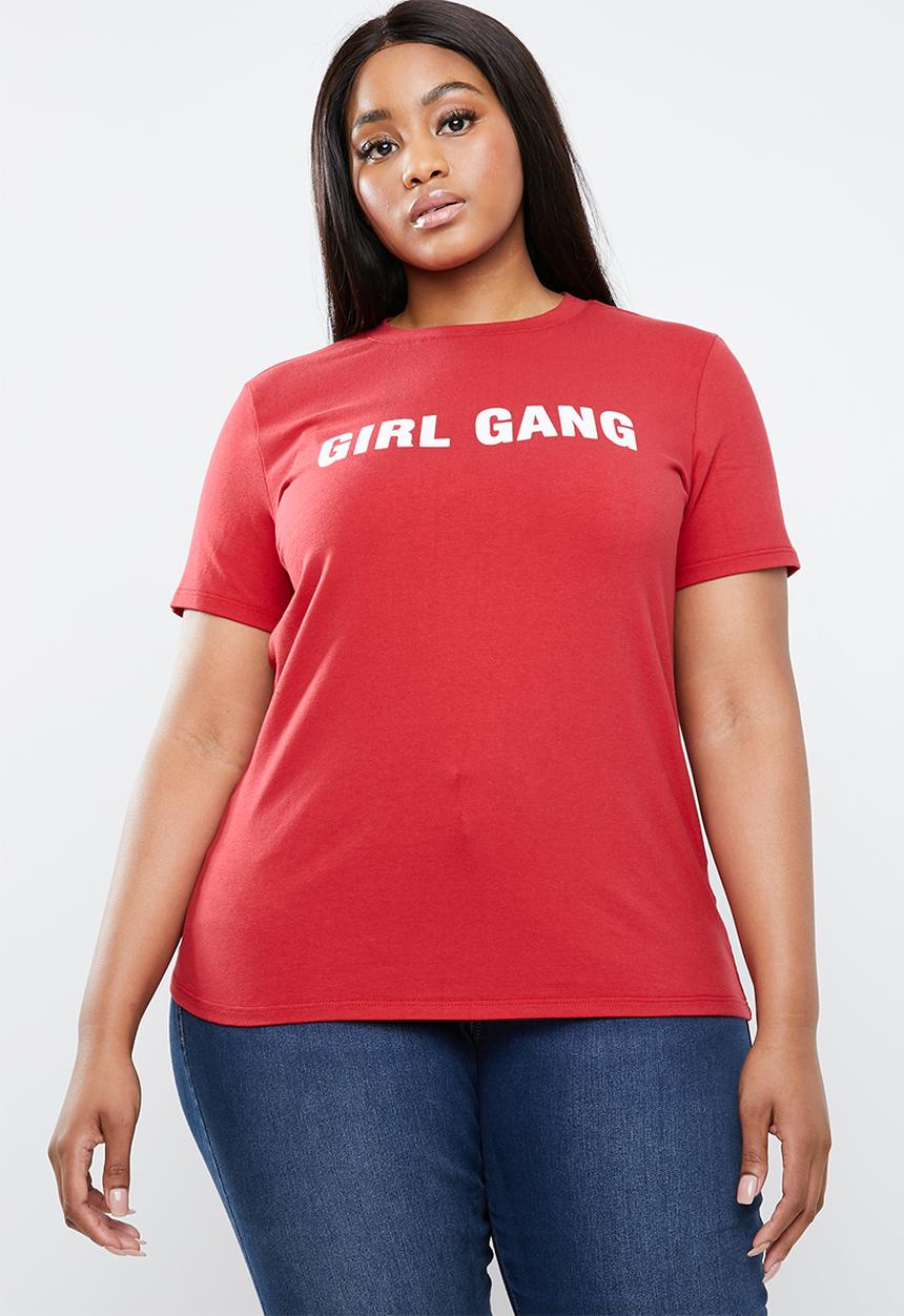 STYLE REPUBLIC PLUS - Girl gang T-shirt - red