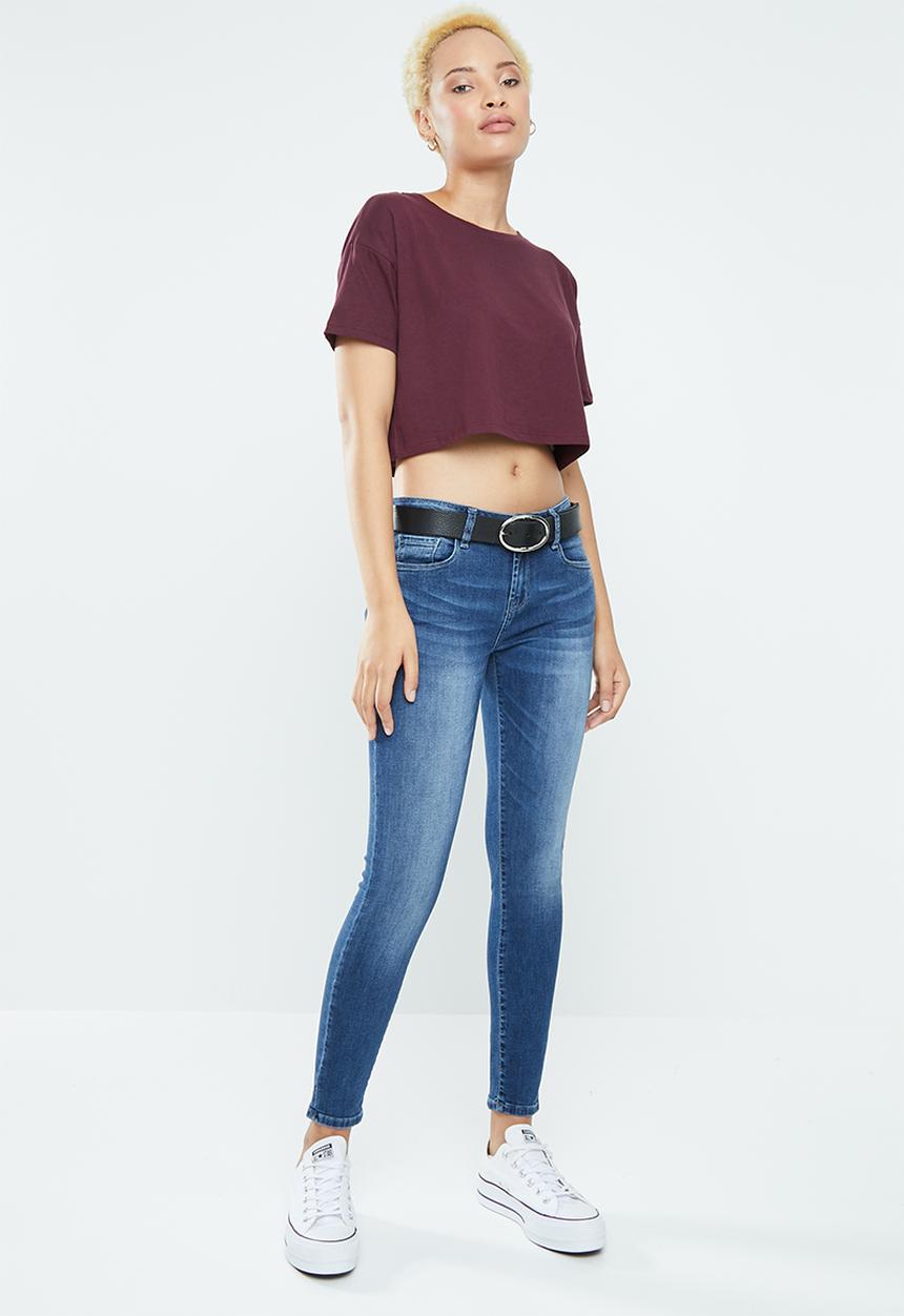 Supré  - Loose crop tee - burgundy