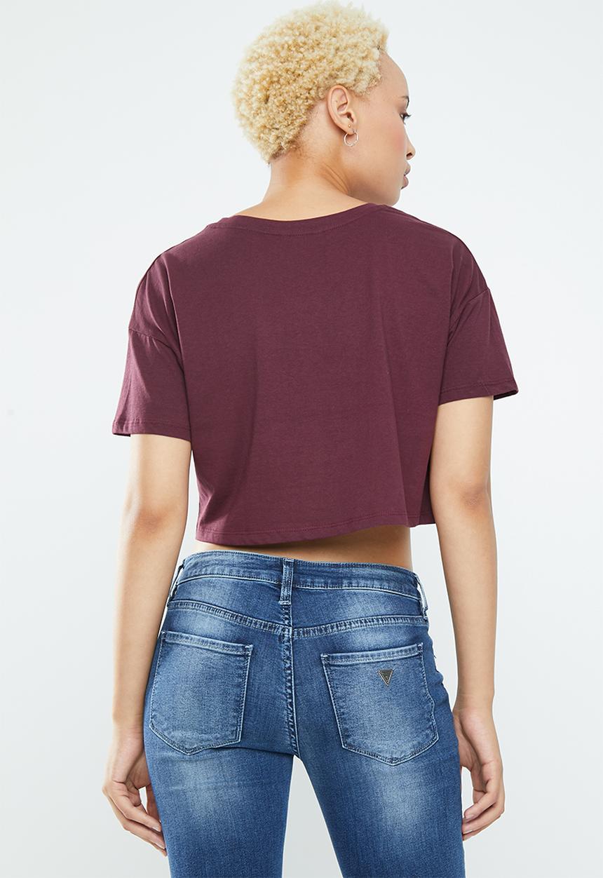 Supré  - Loose crop tee - burgundy