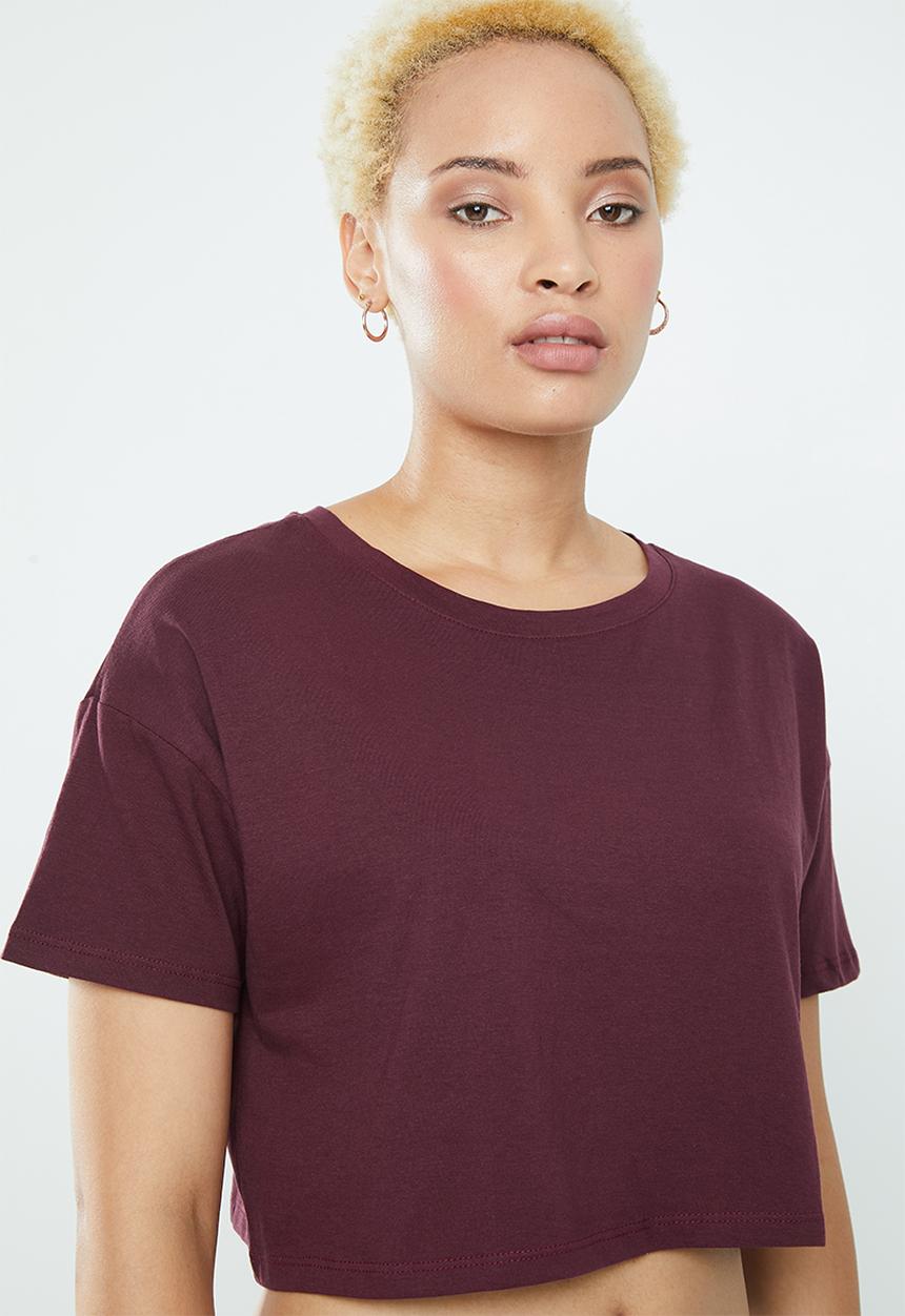 Supré  - Loose crop tee - burgundy