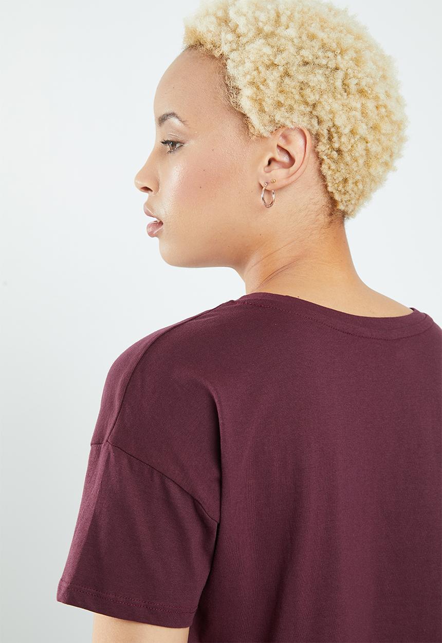 Supré  - Loose crop tee - burgundy