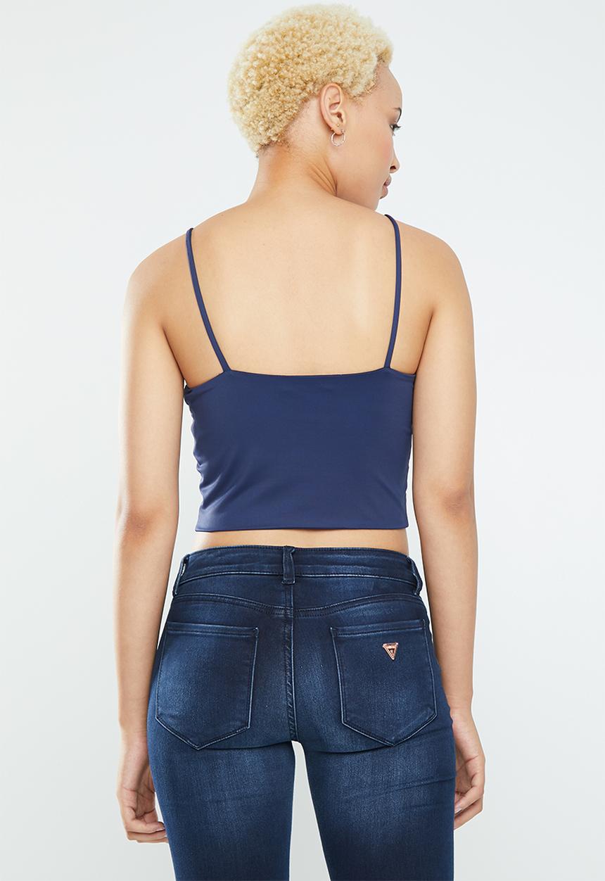 Supré  - Luxe high neck crop - navy