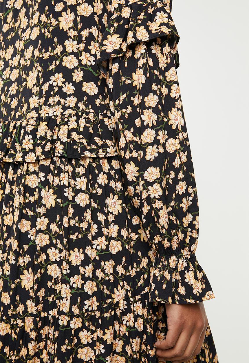 Superbalist - Peasant ruffle maxi dress - black & yellow