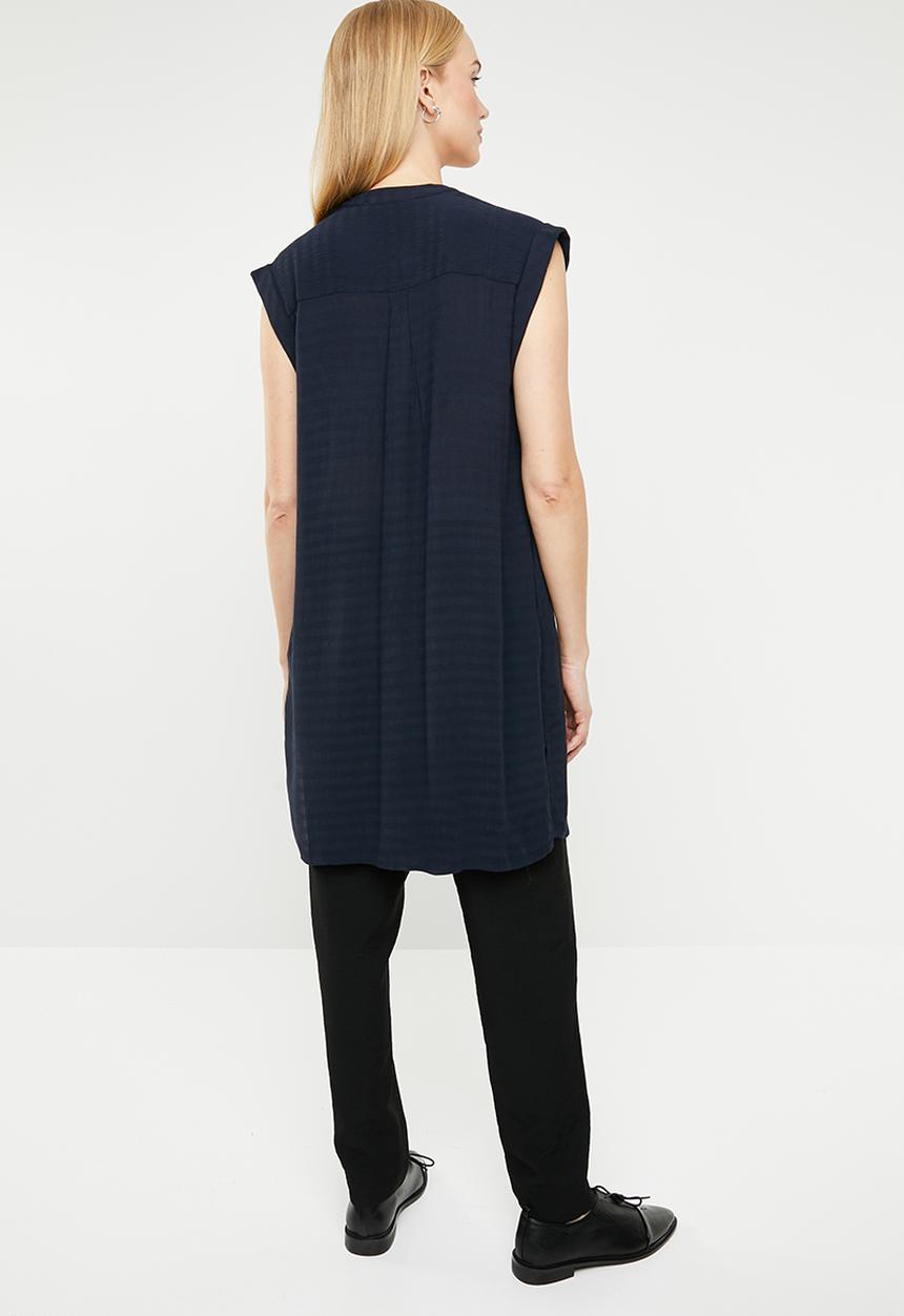 MANGO - Sleeveless chiffon shirt - navy