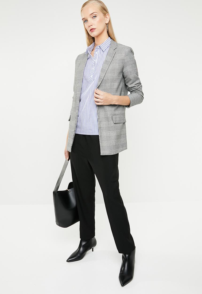 MANGO - Striped cotton shirt - blue & wite
