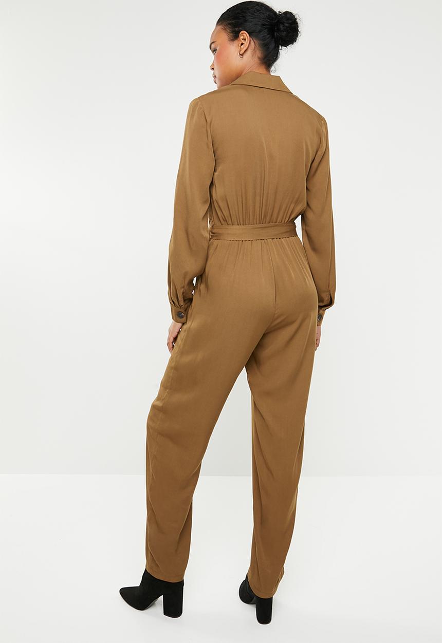 Superbalist - Revere collar jumpsuit - brown