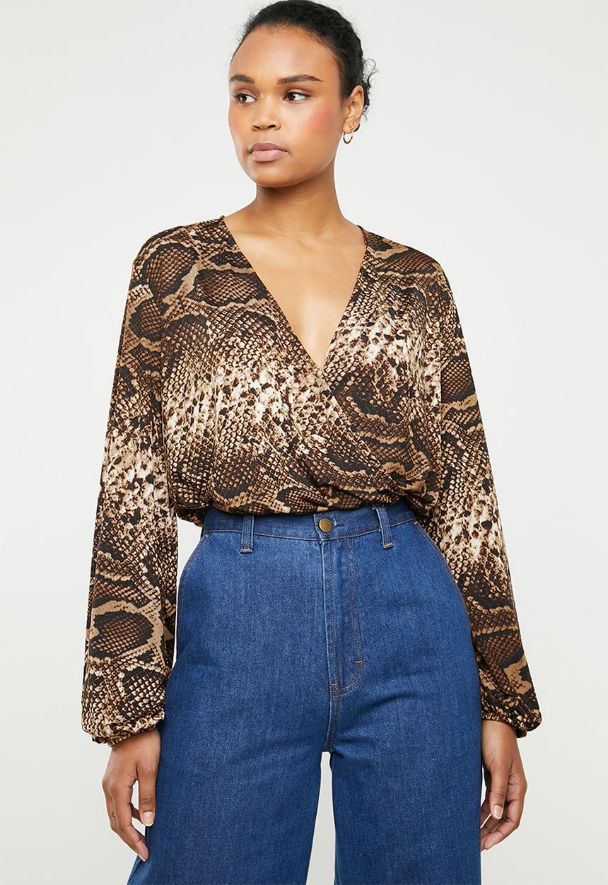 Superbalist - Wrap bodysuit - brown & black