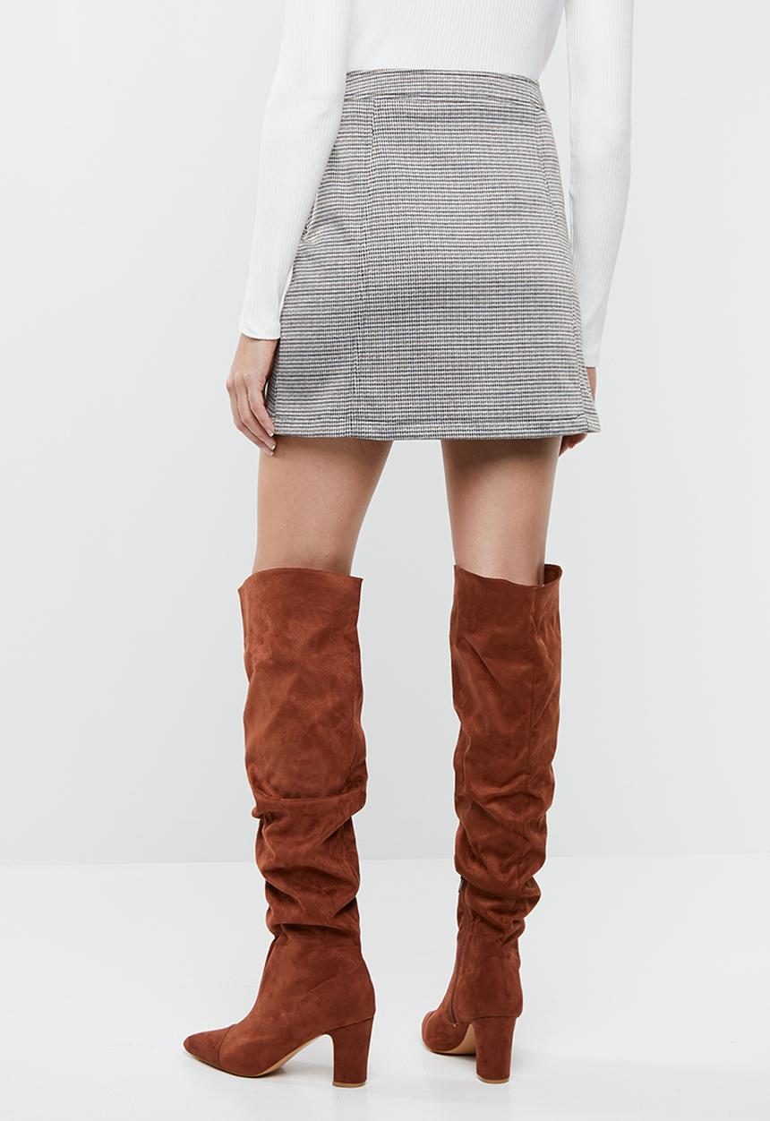 Superbalist - Mini skirt with slits - brown check