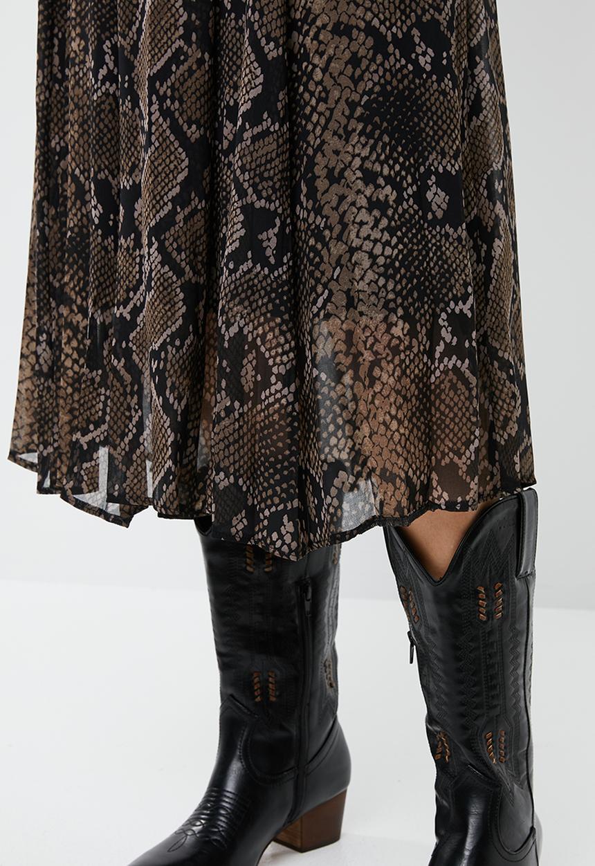 Superbalist - Pleated midi skirt - snake skin