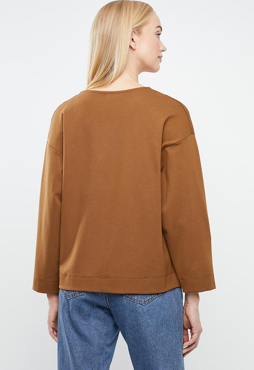 Superbalist - Split hem v-neck tee - tan