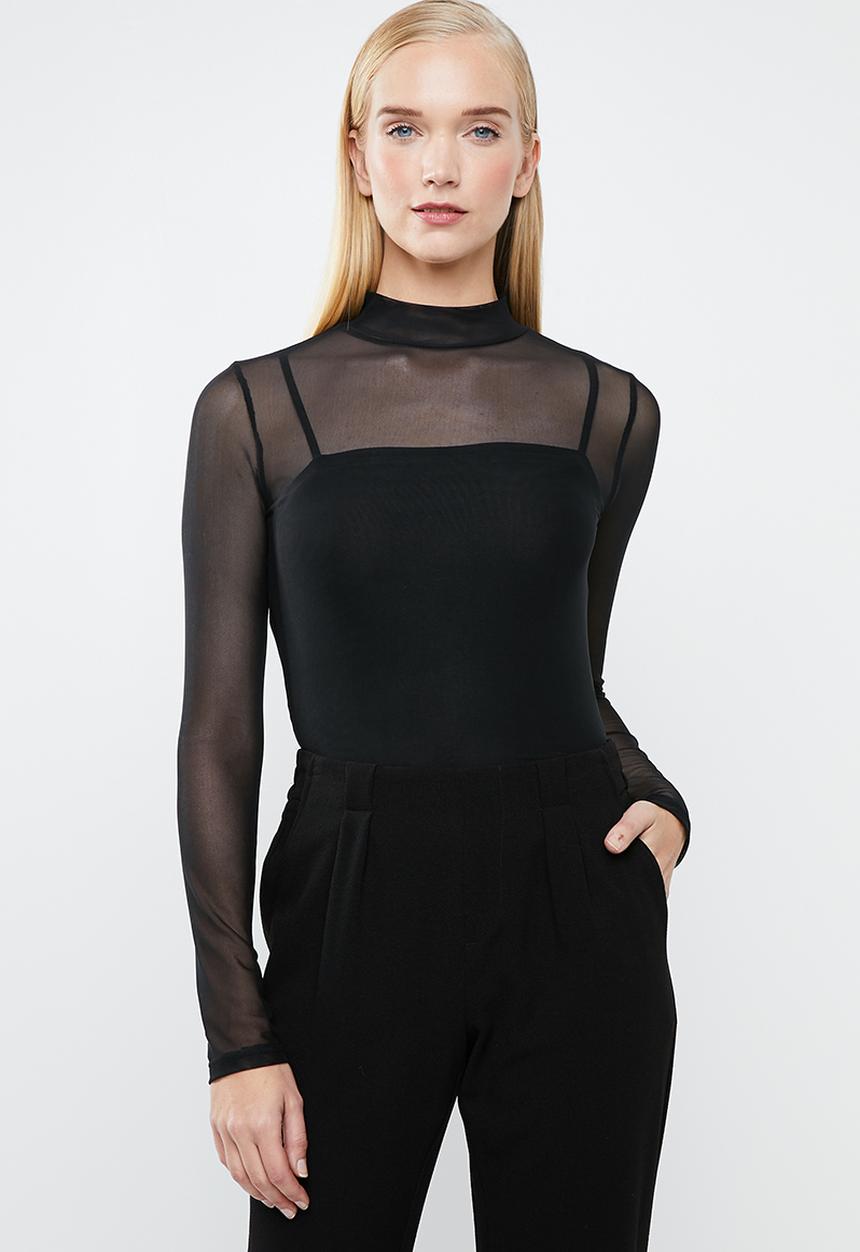 Superbalist - Long sleeve mesh tee - black 