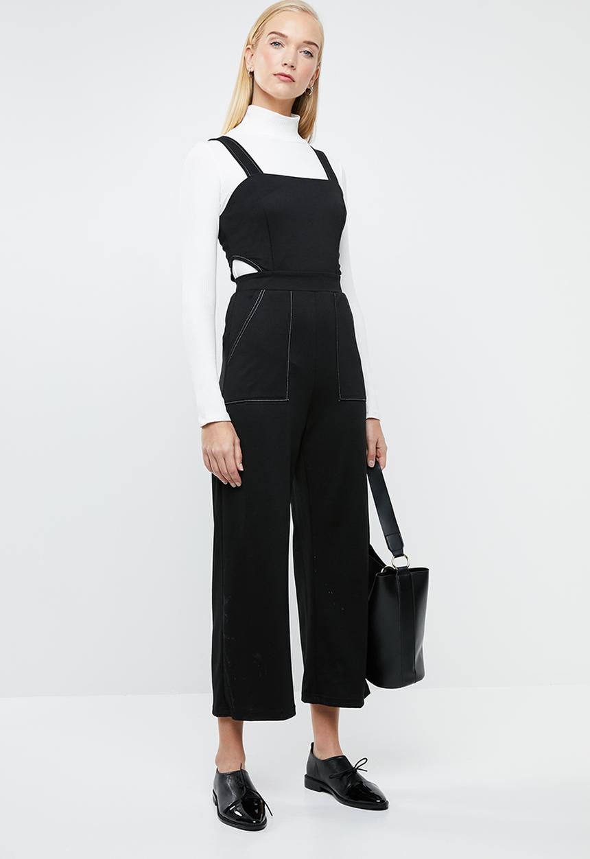 Superbalist - Jumpsuit with contrast stitch & cutout detail - black