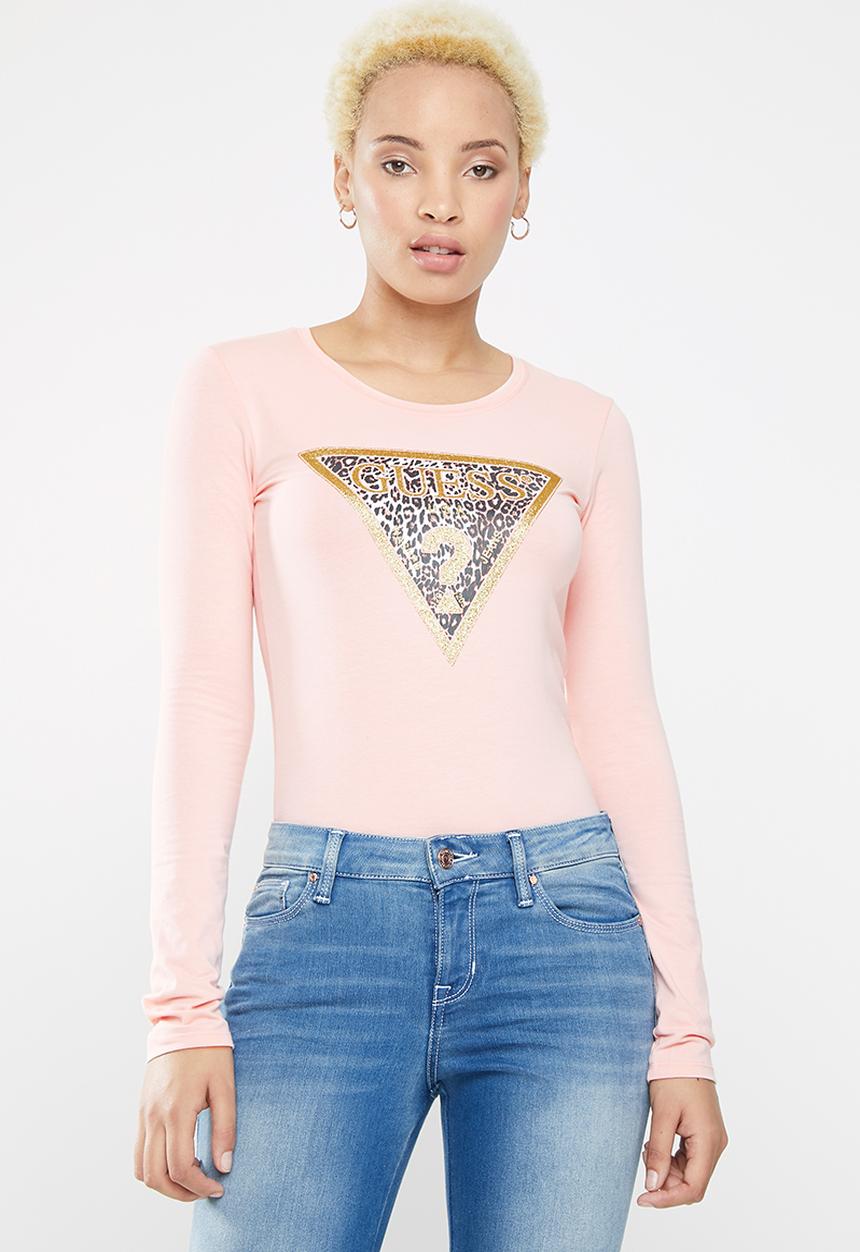 GUESS - Shortsleeve leopard triangle tee - coral