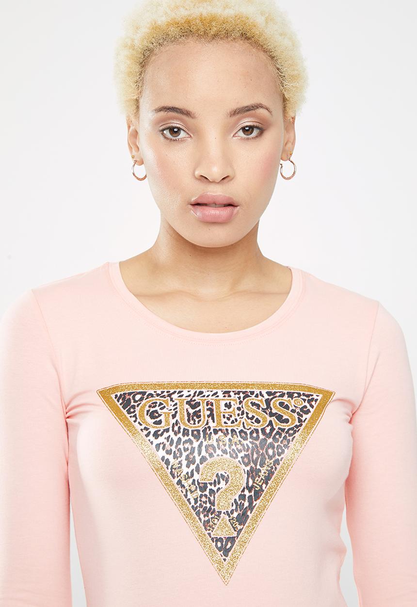 GUESS - Shortsleeve leopard triangle tee - coral