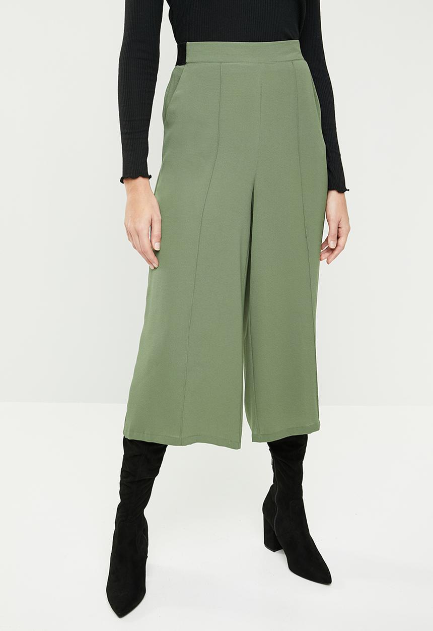 MANGO - Seam detail culotte trousers - khaki