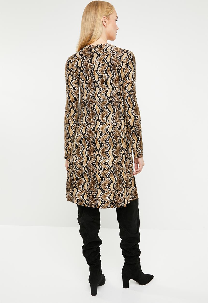 Superbalist - Crew neck trapeze dress - brown