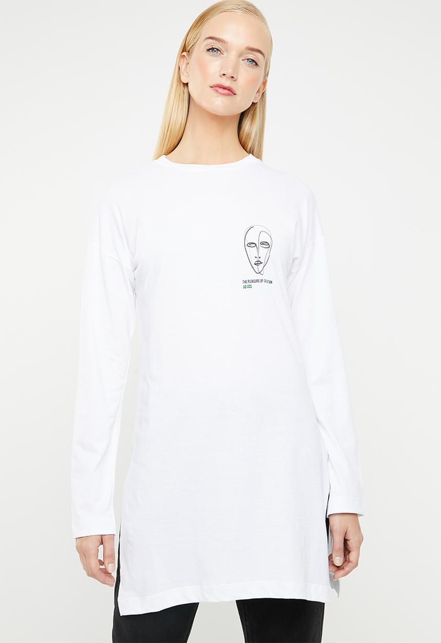 Superbalist - Longline printed tee - white