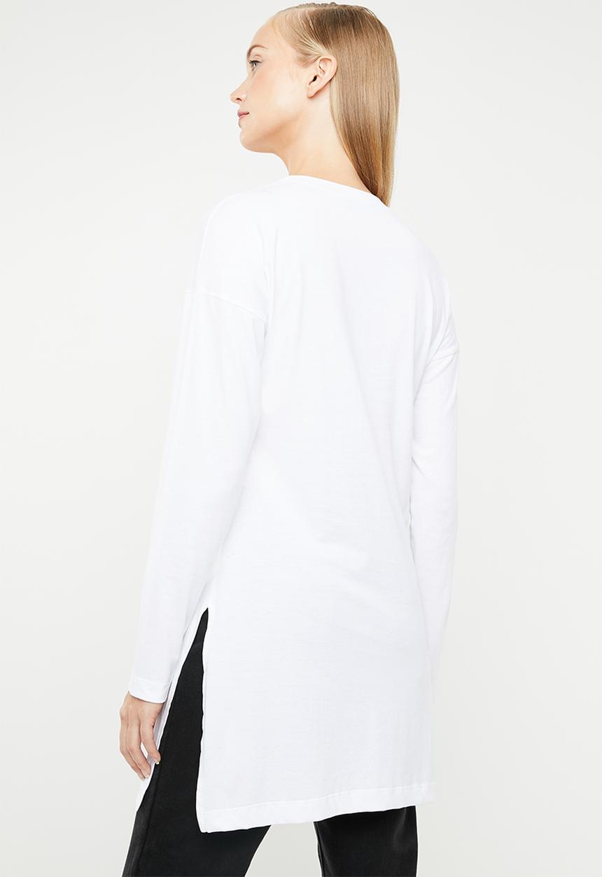 Superbalist - Longline printed tee - white